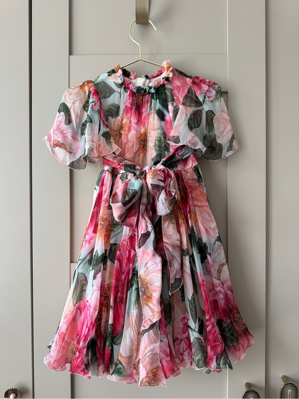 Dolce & Gabbana Toddler Girl’s Floral Print Silk Dress Pleated Spring Summer